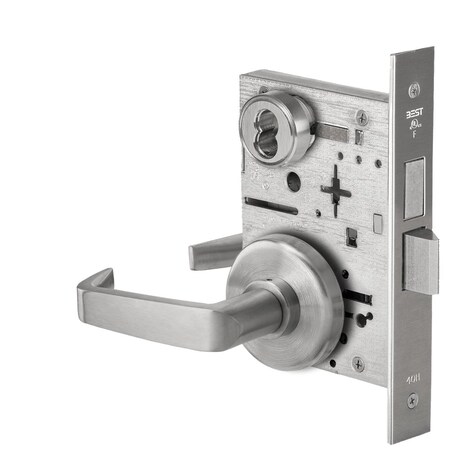Best Grade 1 Entrance Mortise Lock, 15 Lever, H Rose, SFIC Housing Less Core, Satin Chrome Finish, Field 45H7B15H626